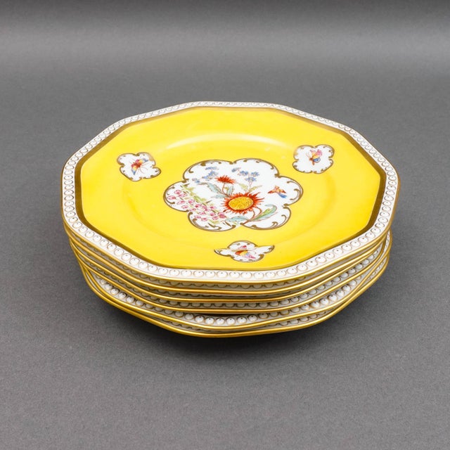 Mid 20th Century Mid 20th Century Rosenthal Bavaria Dresden Yellow Gold Gilt Floral Porcelain Salad Plate - Set of 6 For Sale - Image 5 of 10