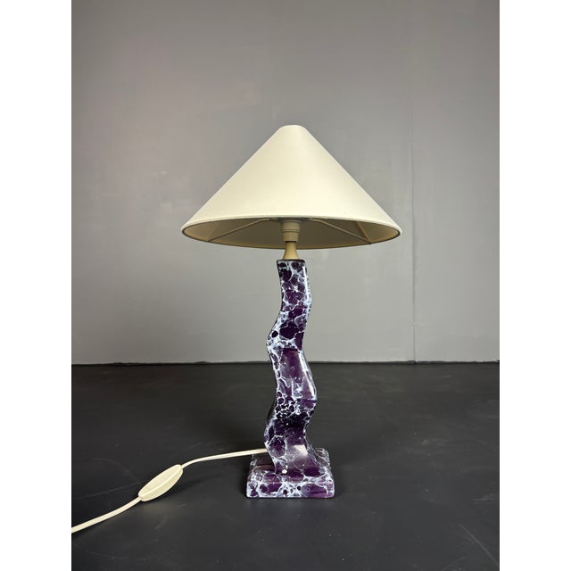 Postmodern French Zig Zag Faux Marble Table Lamp, 1980s For Sale - Image 9 of 12