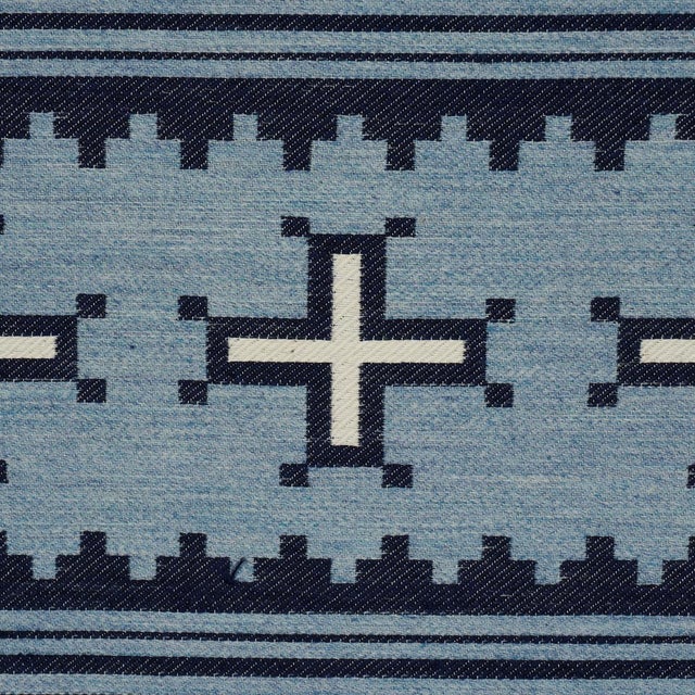 Traditional Sample - Schumacher Born For Water Fabric In Sky For Sale - Image 3 of 6