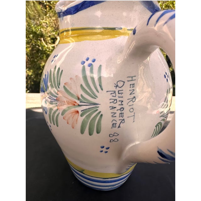 1950s Henriot Quimper Pitcher | 32 Oz. For Sale In Los Angeles - Image 6 of 10