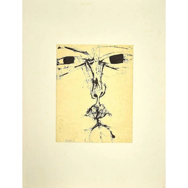 The face is an original drawing in china ink on cardboard realized by sergio barletta in 1958. Applied on passepartout: 65...