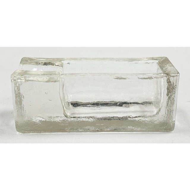 Transparent Vintage Italian Glass Block Ashtray or Trinket Dish For Sale - Image 8 of 13
