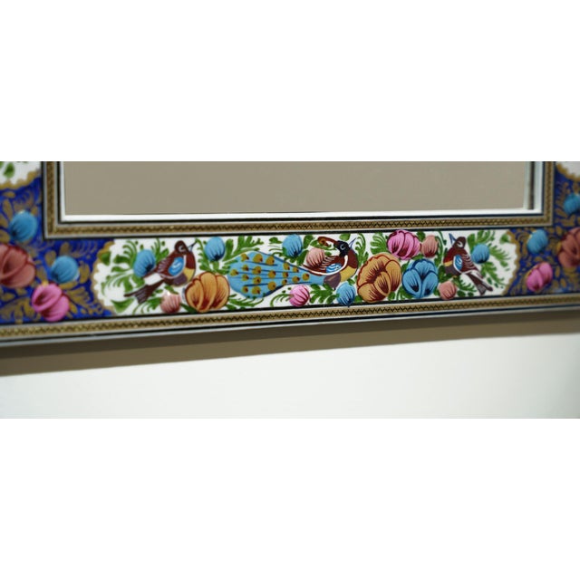 Glass Hand-Painted Bird & Bloom Mirror, Decorative Floral Frame, 50 × 40.5 Cm For Sale - Image 7 of 7
