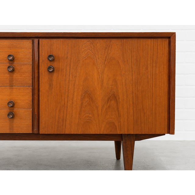 Compact Mid Century Modern Teak Cabinet | Petite Danish Modern Small Credenza | Apartment Size Tv Stand, C. 1960’s For Sale In New York - Image 6 of 16