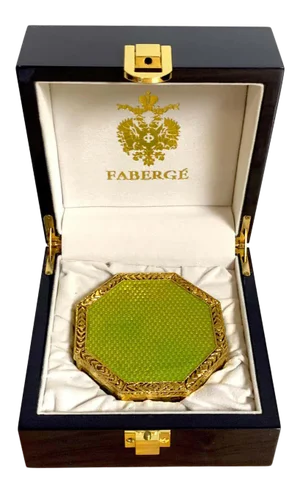 Late 20th Century Neoclassical Octagonal Green Guilloche & Ormolu Box, After Faberge