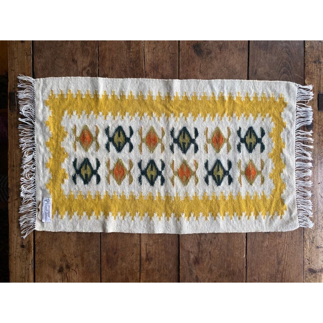 Handmade Yellow and Cream-White Flat-Weave Tapestry, Vlasti, Greece, 1970s For Sale - Image 3 of 13