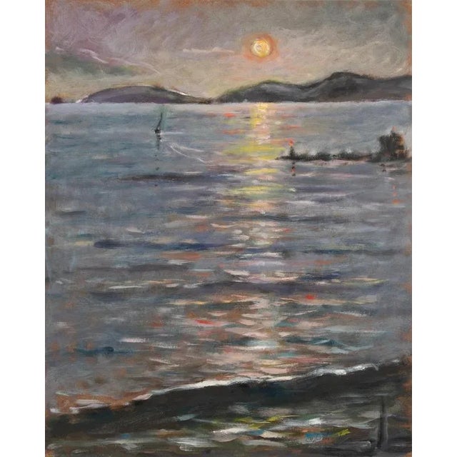 Michelangelo Cupisti, Sunset in Marina di Carrara, Oil Painting, 2000s, Framed For Sale - Image 5 of 5