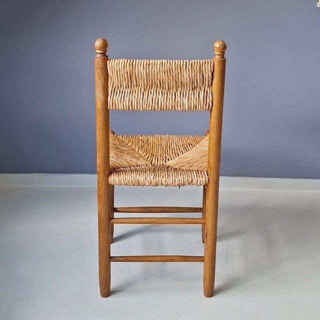1960s Wooden Chair with Rush Seat and Backrest, 1960s For Sale - Image 5 of 8