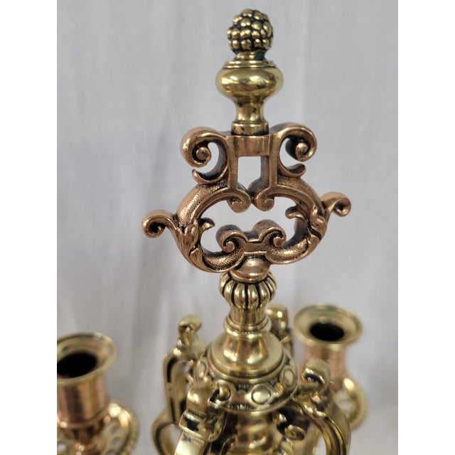 This stunning and unique pair of candelabras was made between the 1860s and 1880s in France. It is very unusual to find a...