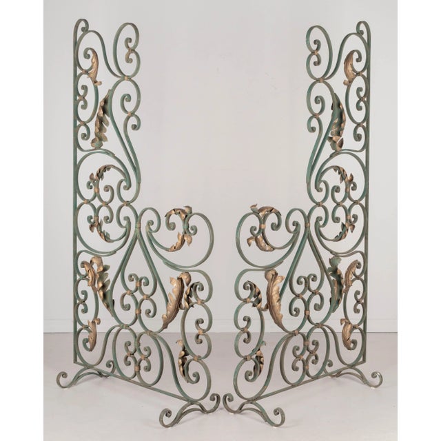 1940s Pair of French Wrought Iron Screens or Room Dividers For Sale - Image 5 of 10