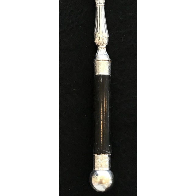 Wood 1910s Ebony and Silver Bread Fork (Hallmarks) For Sale - Image 7 of 9
