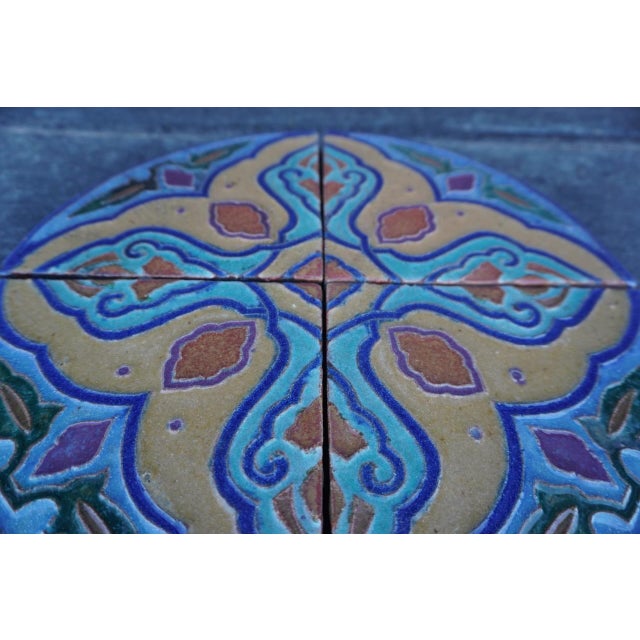 Spanish Revival S&s Tile Company Four Tile Round Set c.1927 For Sale - Image 3 of 5
