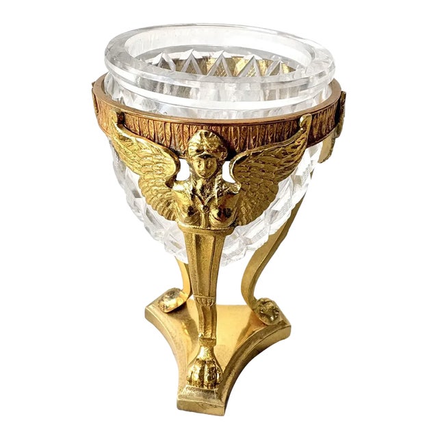 Antique French Crystal and Gilt Bronze Vase For Sale