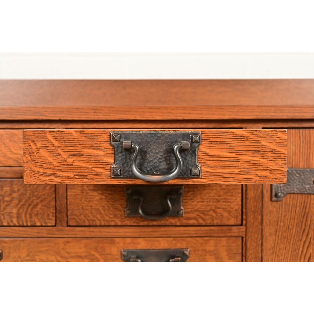 Brown L. & J. G. Stickley Rare Mission Oak Arts & Crafts Columbus Avenue Monumental Sideboard, Newly Refinished For Sale - Image 8 of 18