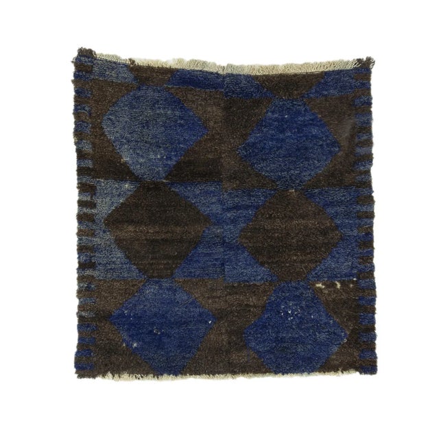 Textile Blue & Dark Gray Vintage Tulu Rug For Sale - Image 7 of 7