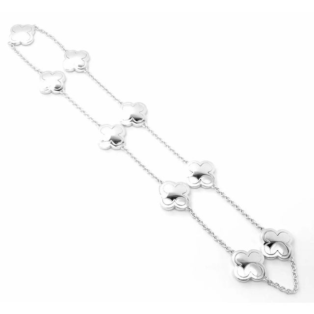 Metal 1990s Van Cleef & Arpels Pure Alhambra Nine Motifs Diamond White Gold Necklace For Sale - Image 7 of 11