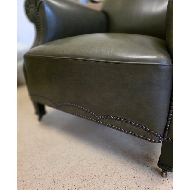 Leather Lounge Chair With Nailhead Detail For Sale In New York - Image 6 of 7