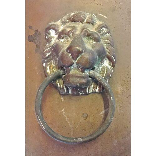 1900 - 1909 Antique Iron & Copper Lion Face Handle Cachepot For Sale - Image 5 of 6