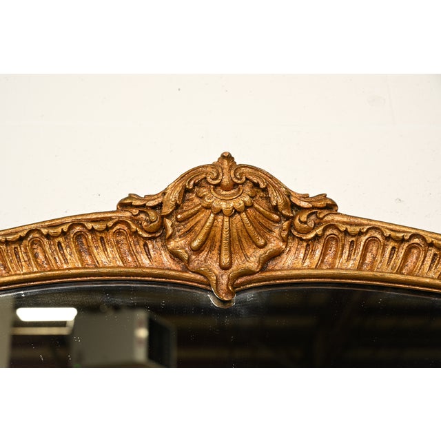 Early 20th Century Antique Italian Rococo Louis XV Carved Giltwood Framed Wall Mirror, Circa 1900 For Sale - Image 5 of 9