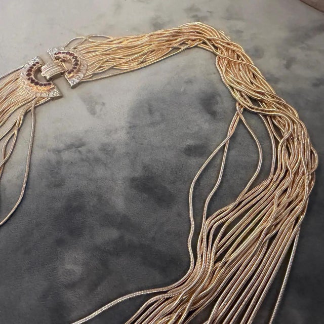 2010s High Quality Costume Jewelry Gilt Metal Italian Multi-Strand Necklace For Sale - Image 4 of 17