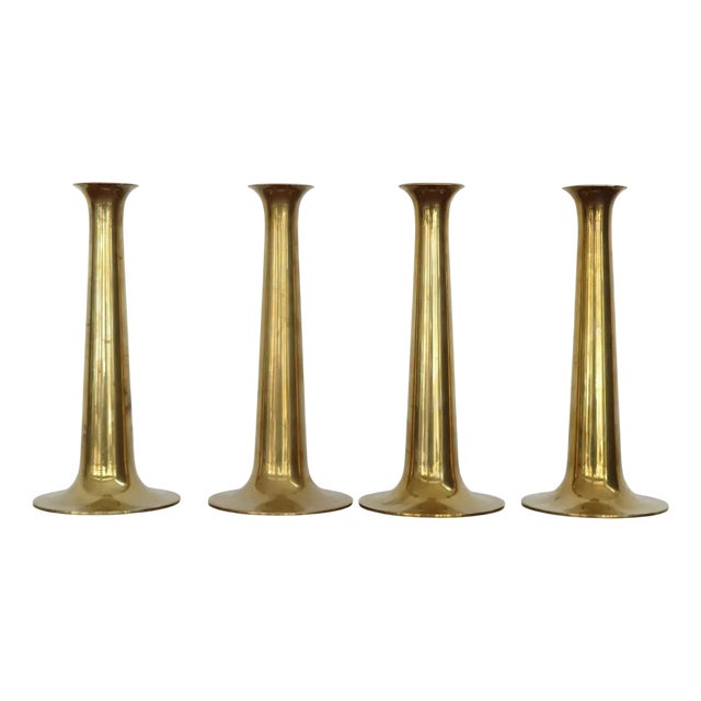 Brass Candleholders by Hans Bolling for Torben Ørskov, Denmark, 1950s, Set of 4 For Sale