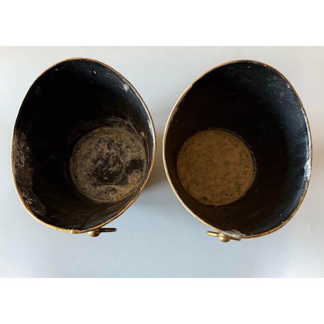 Antique French Neoclassical Gilt Tole Cachepots Jardinieres - a Pair For Sale - Image 10 of 12