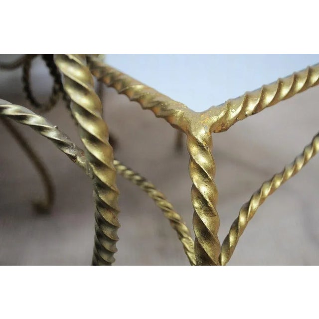 Mid 20th Century Vtg Italian Hollywood Regency Gold Nesting Rope Mirror Tole End Tables Set of 3 For Sale In Philadelphia - Image 6 of 12