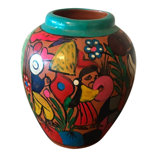 Vintage Mexican Hand Painted Pottery Vase Chairish