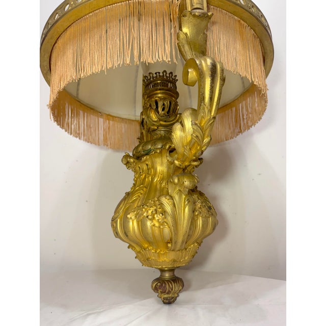 Large Antique 1800's Ornate Louis XVI Dore Bronze Electric Oil Lamp Chandelier For Sale - Image 16 of 16