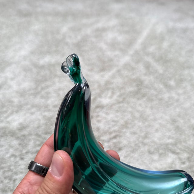Blue Italian Murano Art Glass Iridescent Banana Sculpture For Sale - Image 8 of 8
