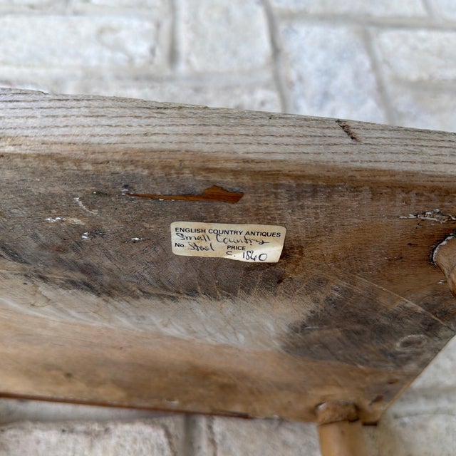 19th Century English Rustic Weathered Wooden Stool With Turned Legs For Sale - Image 9 of 11