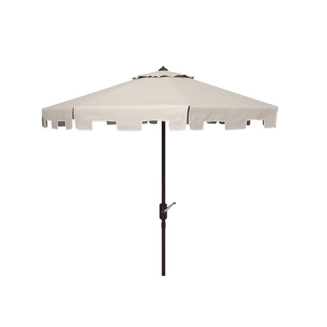 Zimmerman 11Ft Round Market Umbrella, Beige With White Trim For Sale In Philadelphia - Image 6 of 6