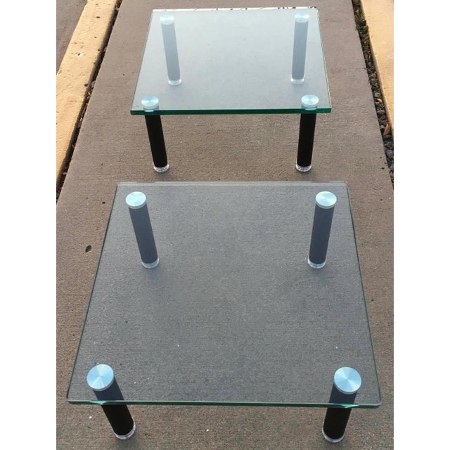 Pair of Postmodern Glass End Tables Manner of Leon Rosen for Pace For Sale - Image 10 of 13