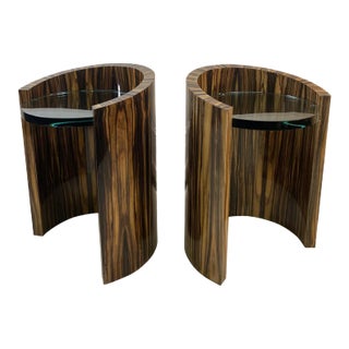 1980s J. Robert Scott Modernist Art Deco Revival MacassarSide Tables - A Pair For Sale