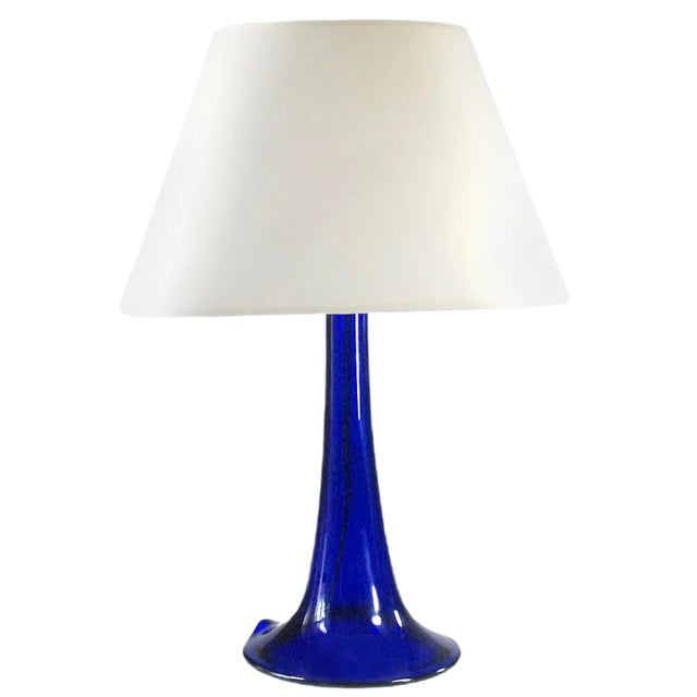 Cobalt Glass Table Lamp, 1960s For Sale