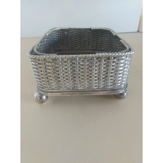Contemporary Early 20th Century Mappin & Webb Silverplate Decorative Basket For Sale - Image 3 of 10