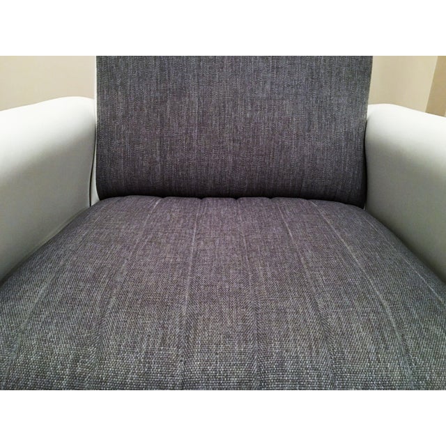 White Mid-Century Exclusive Italian Armchairs With Curved Metal Base - a Pair For Sale - Image 8 of 9