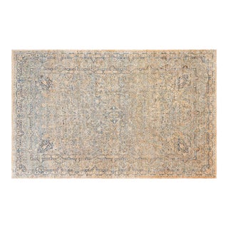 Authentic Persian Kirman Yellow, Green, Blue Handmade Wool Rug For Sale