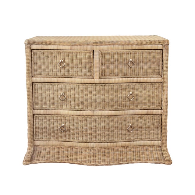 Matthew Izzo Home Celine Four Drawer Rattan Chest With Satin Brass Pulls and Soft Close Glides For Sale - Image 9 of 9