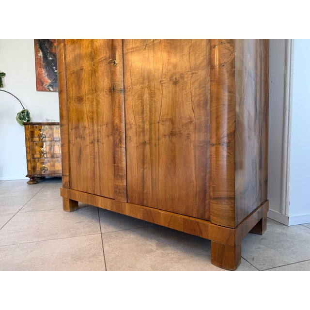 Antique Biedermeier Walnut Veneer Wardrobe For Sale - Image 13 of 17