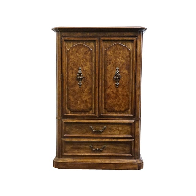 Italian Stanley Furniture Solid Walnut Italian Provincial 40" Door Chest For Sale - Image 3 of 15
