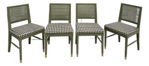 Set of 4 Art Deco Hollywood Regency Cane Back Dining Chairs