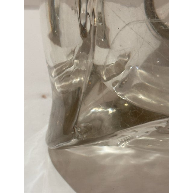 Metal Pair of Vintage Clear Glass Ink Bottles Art Deco Style Brass Collars 1930s Desk For Sale - Image 7 of 8