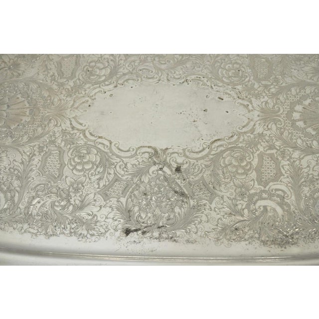 Silver Vintage 1847 Rogers Bros "Remembrance" 9898 Silver Plated Serving Platter Tray For Sale - Image 8 of 16