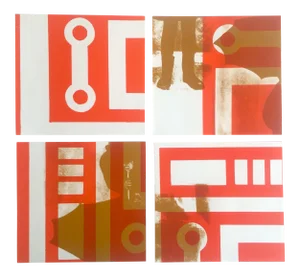 Vintage 1960's Mid-Century Modern Gunther Kraus Wien Original Abstract Aquatint Prints - Set of 4