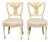 Pair of English 1900s Neoclassical Style Painted and Gilt Chairs with Feathers For Sale