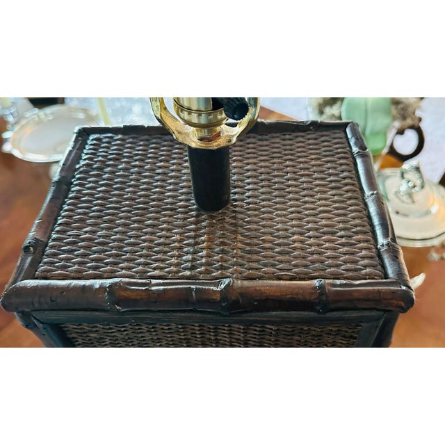 Vintage Boho Burnt Bamboo Lamp For Sale - Image 9 of 9