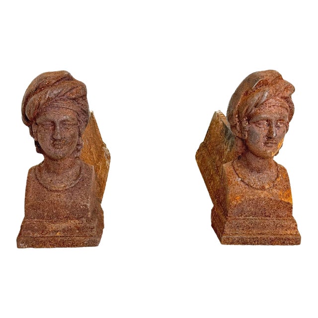 Pair of Late 19th Century French Cast Iron Andirons / Firedogs For Sale