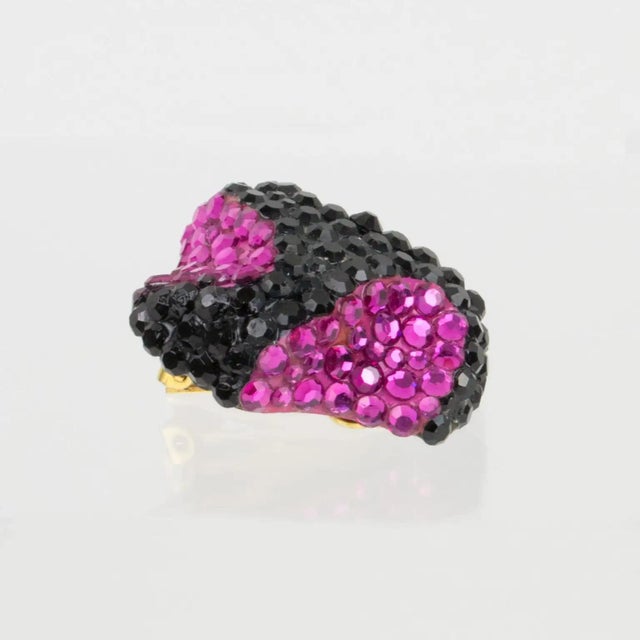 Glass Richard Kerr Jeweled Clip Earrings Black and Fuchsia For Sale - Image 7 of 9