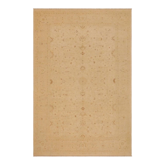 Boho Chic Ziegler Beige Hand-Knotted Wool Rug - 8'10'' X 12'1'' For Sale